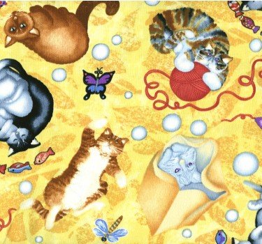 Cat Party Tossed Yellow 3411 18407 YEL1