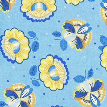 Chantily yellow flowers on blue 75212