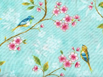 Cherry Blossom Birds Y0182-1M Aqua