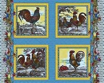 Chicken French Country Panel 10581 Blue