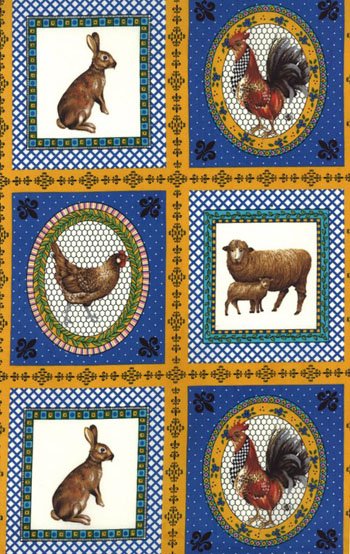 Chicken Le Petite Poulet Panel 21508 Blue