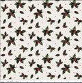 Christmas Memories Holly Floral Berries Red Green C8695 Cream