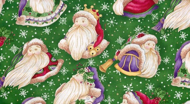 Christmas Spirit Santa Faces Y0702 22M Green Metallic