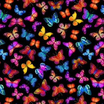 Colorful Butterflies 8305 Black