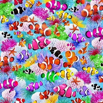 Colorful Sea Fish and Coral C7958 Multi