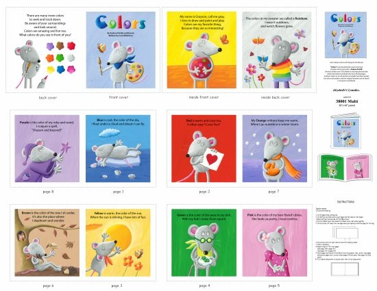 Colors Mouse Fabric Story Book Panel 38001E-MULTI