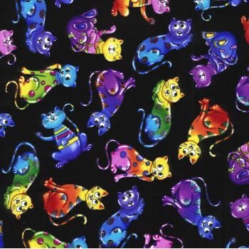 Crazy Cats on Black C4572-BRT Cat