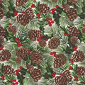 Crimson Christmas Pinecones 2533 12 Green