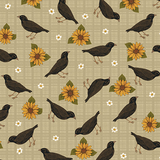 Birds Leaves And Blooms Crows1305870B Tan