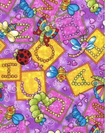 Dancing Bugs Letters in Squares  DB2A Purple