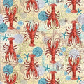 Deep Blue Sea Lobsters 5793-38 Cream