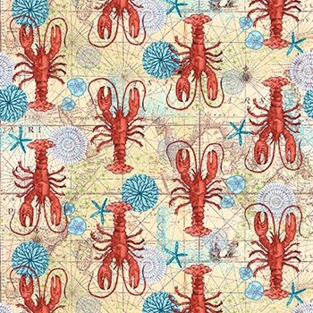 Deep Blue Sea Lobsters 5793-38 Cream