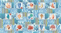 Deep Blue Sea Panel 15 Blocks 5792-17 blue