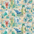 Deep Blue Sea whales Lobster Octopus 5785-37 Cream