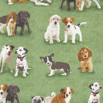 Dogs on Grass 3556-1 Green