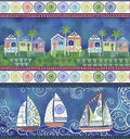 Dream Boats Border Stripe 24343 W Blue