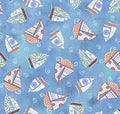 Dream Boats Tossed Sail boats 24344 B Blue