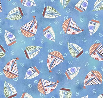 Dream Boats Tossed Sail boats 24344 B Blue