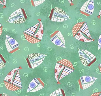 Dream Boats Tossed Sail boats 24344 Q Green