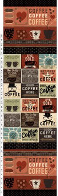 Espresso Yourself Coffee Border Stripe/Motifs Multi Y2249-55