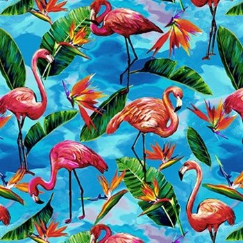Fabulous Flamingos Birds & Feathers 120 208921 Dk Blue