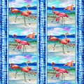 Fabulous Flamingos Birds & Feathers Stripes 120 208931