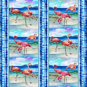 Fabulous Flamingos Birds & Feathers Stripes 120 208931