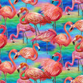 Fabulous Flamingos Large Allover - Blue 120- 208911