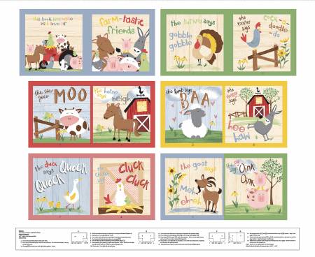 Farm-tastic Friends Fabric Story Book Panel 7988PS-68 about 36