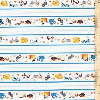Feline Friends Cat border Stripe DC8659 BLUE
