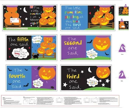 Five Little Pumpkins Huggable & Loveable Fabric Story  Book Panel 4673P-1 Mul about 36" x 44"ti