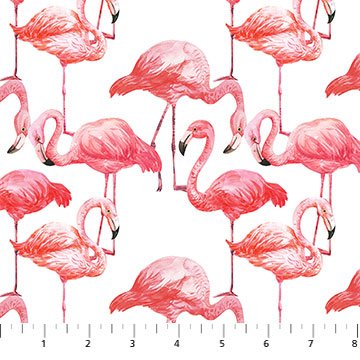 Flamingo Bay Pink Flamingos 24291 10 White