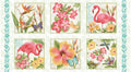 Pink Paradise Flamingo Block Panel 9870P 78 Pink