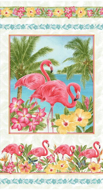 Pink Paradise Flamingo Panel 9870P 78 Pink