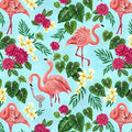 Rosie's Flamingos and Tropical Florals CD2118  Aqua