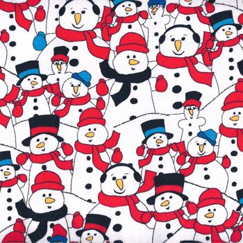Flannel Marching Snowmen  F2346 10 White
