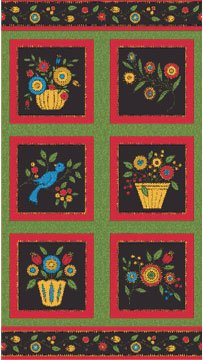 Floral Fancies Black/Red 02415 99 panel