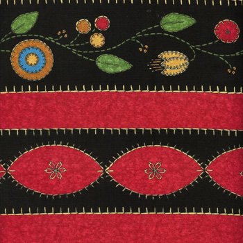 Floral Fancies Border Stripe 02417 99 Bl/red