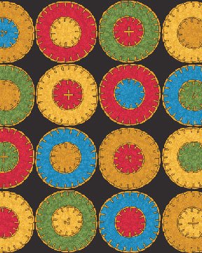 Floral Fancies Penny Rug Black/Red 02424 99