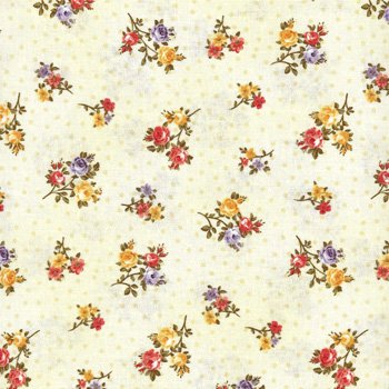 Floral Vignettes Tiny Tossed Roses Ecru 120-952