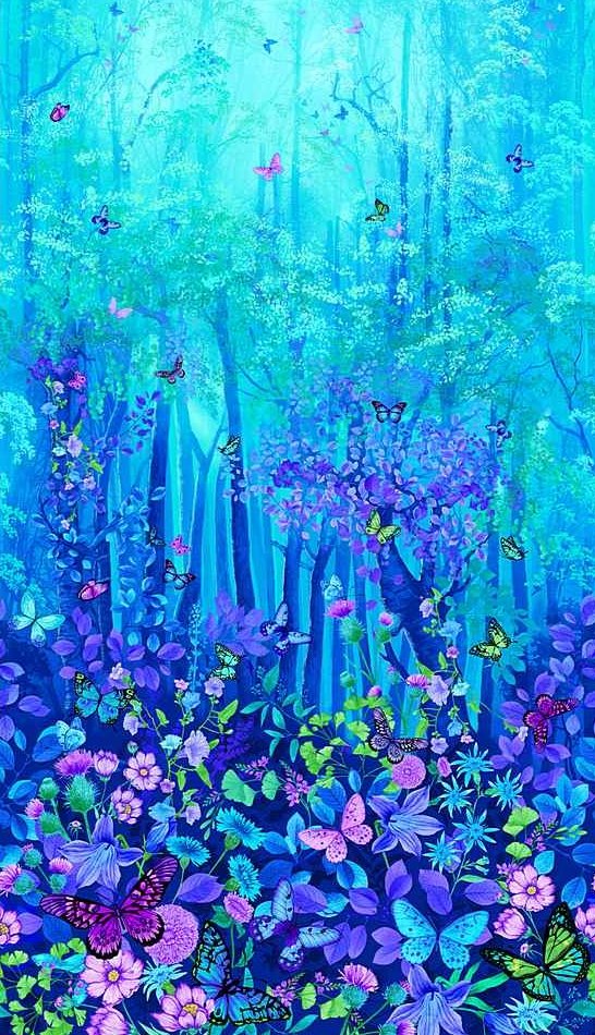 Forest Magic Butterflies Panel CD8370 Blue