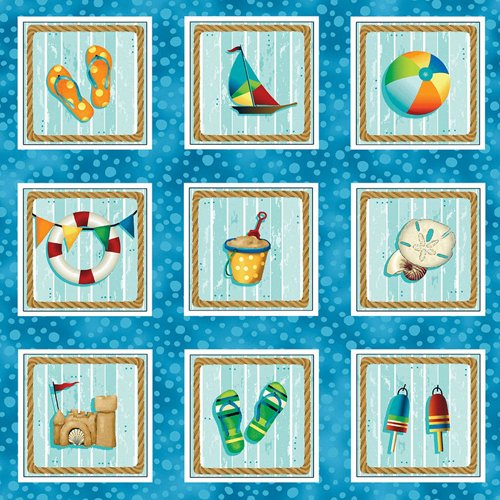 Forever by the Seaside Blocks Panel 24740 Multi
