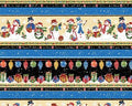 Frosty Friends Border Stripe 3591 50 Blue