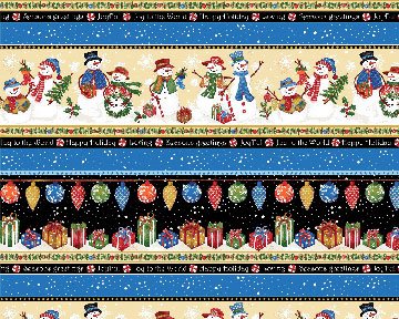 Frosty Friends Border Stripe 3591 50 Blue