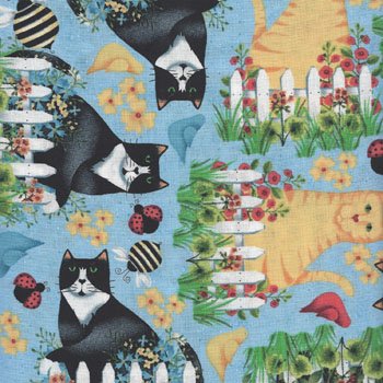 Garden Frolic Cats 0928 1 Lt Blue