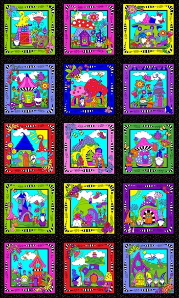 Garden Gnomes block panel (15 Blocks) SM400 BK3 Black