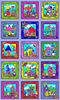 Garden Gnomes Block Panel SM400 PE2 Perriwinkle