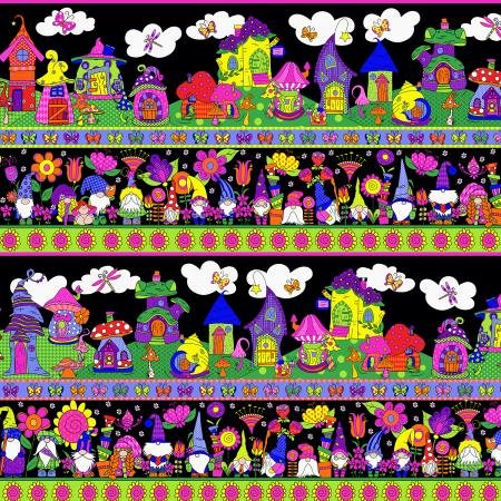 Garden gnomes border stripe SM401 BK3 Blk