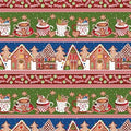 Gingerbread Factory Border Stripe 1626 77 Blue