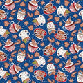 Gingerbread Factory Cups and Cookies 1621 77 Blue